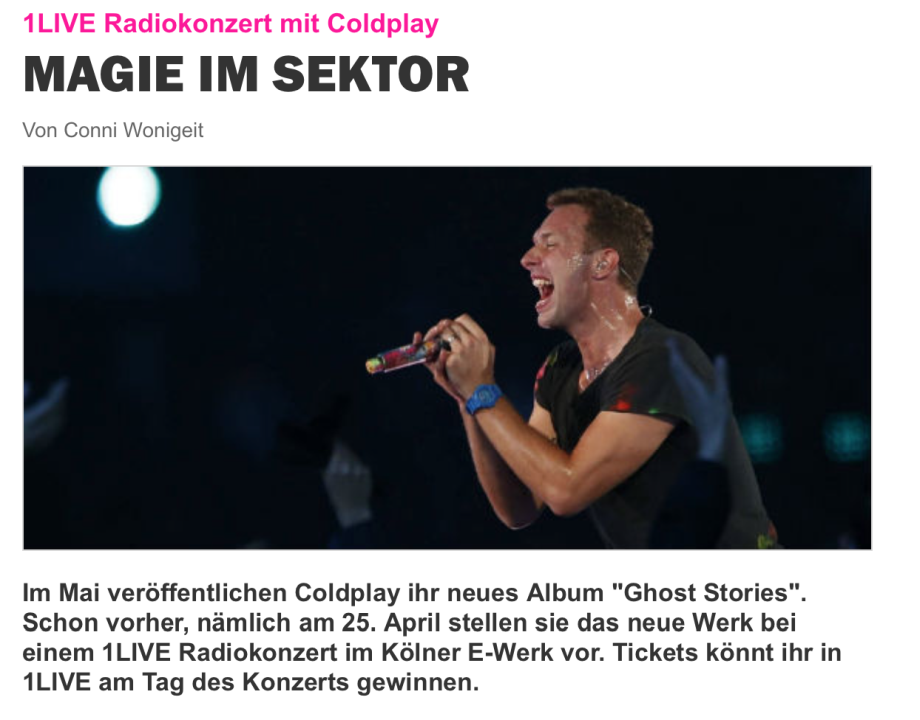 1LIVE holt Ed Sheeran & Coldplay zum „1LIVE-Radiokonzert“……wie geil ist das denn bitte?!!!-